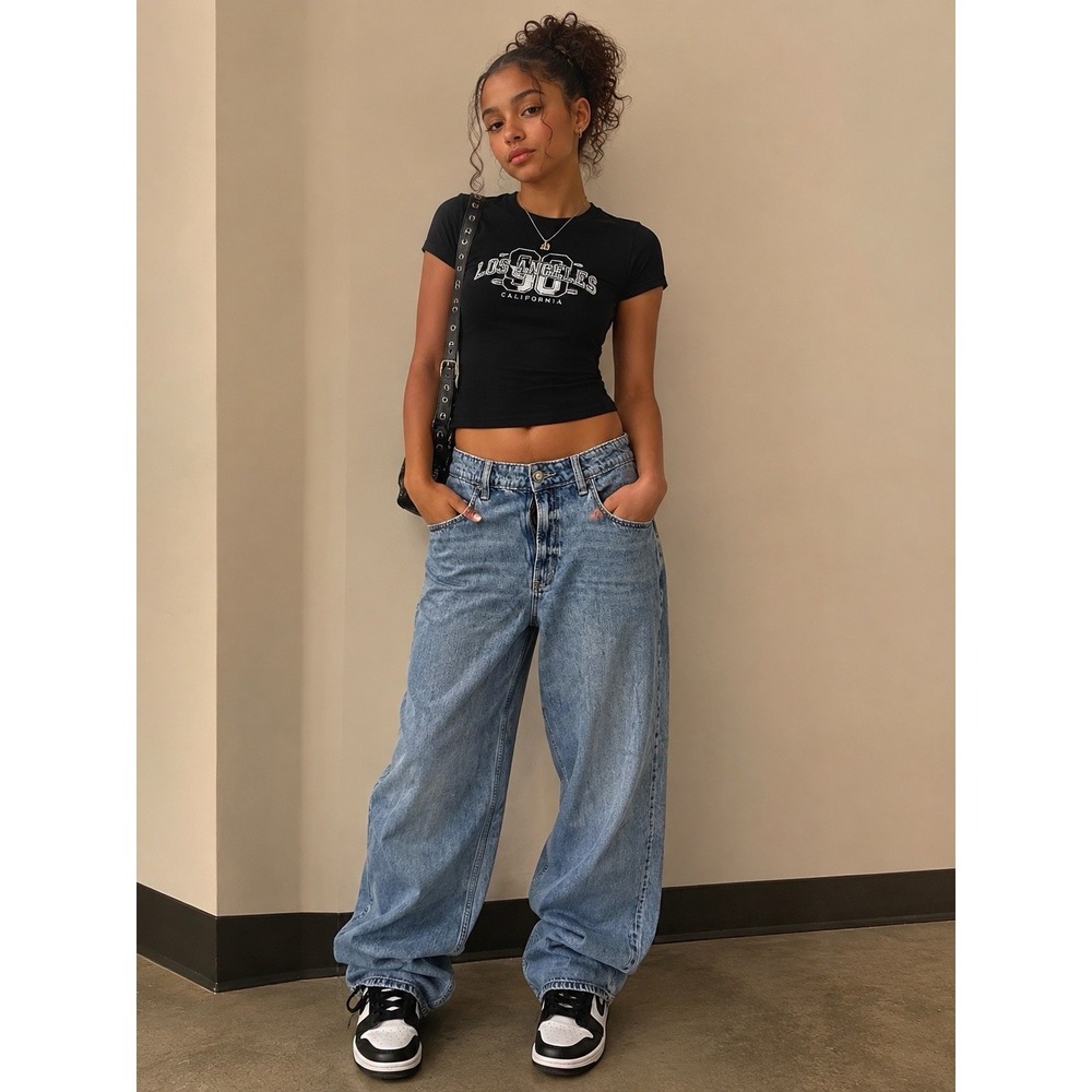 Hollister Ultra High Rise Baggy Jeans 14R Blue Fade Wide Leg Retro 90's